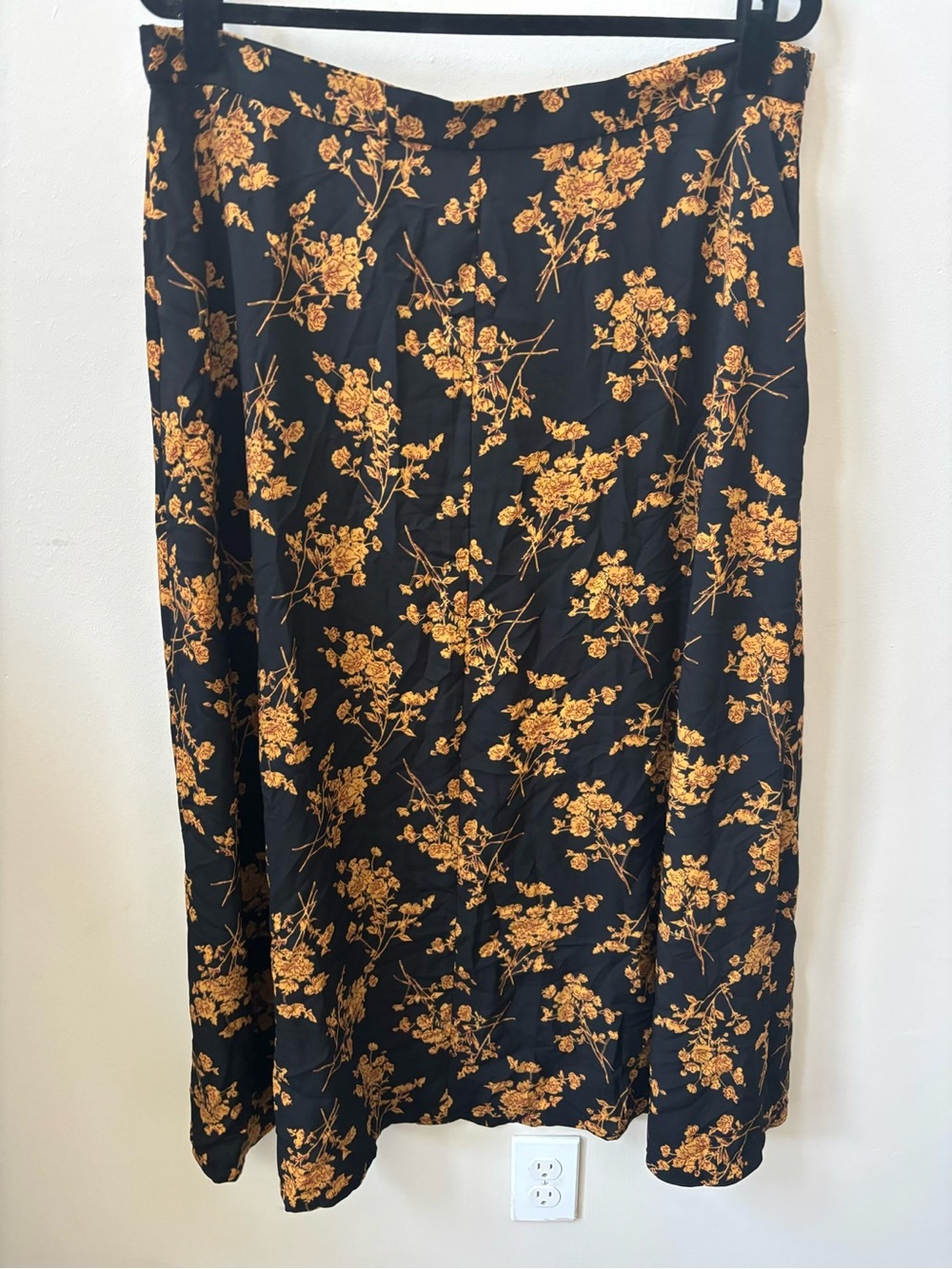 SHEIN Black Maxi Skirt with Yellow Floral Print